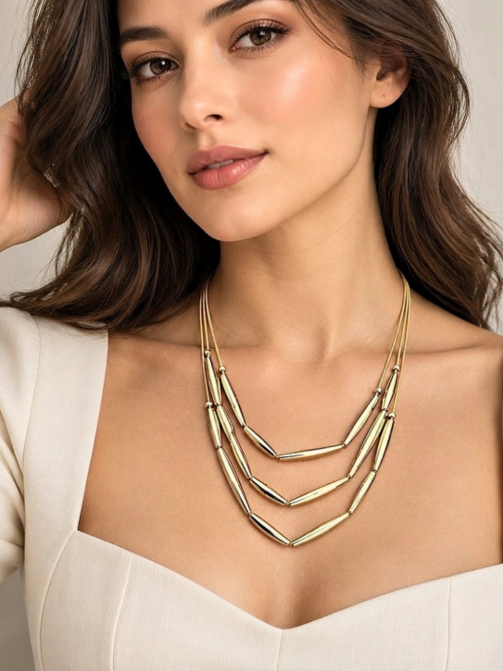 Layered Statement Necklace in Gold Like New